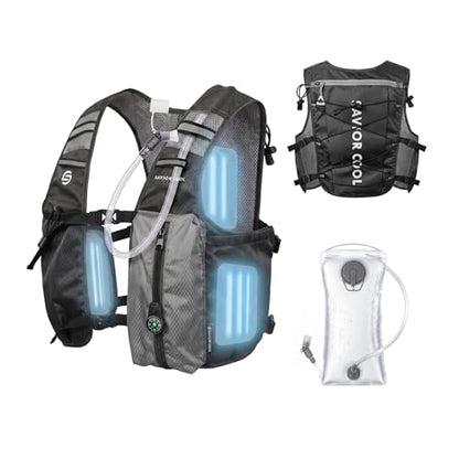 Cooling Hydration Vest with 2L BPA-Free Water Bladder, Running Vest with 3 Removable Cooling Packs, Lightweight Outdoor Pack for Hot Weather, Hiking, Cycling, Training - color: Charcoal Gray