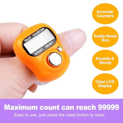 10 Pack Mini Digital Finger Clicker Counter - Adjustable Ring Hand Tally Lap Counters for Knitting Crochet Classroom Pitch People Counting