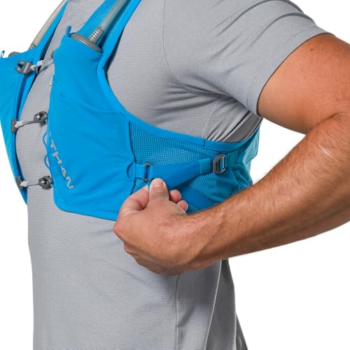 Nathan Hydration Vest - Lightweight, Quick-Fit Fix, Reflective, 4L Storage, Six Pockets, Two 14oz Flasks, Pinnacle Breeze - size: XX-Large, style: Electric Blue
