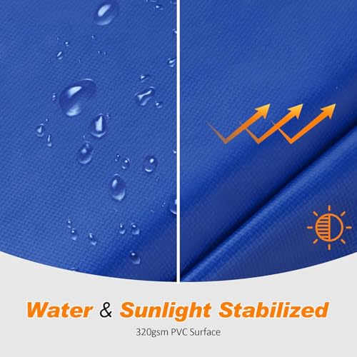 Exacme Trampoline Pad Replacement 16 15 14 13 12 10 8 Foot, Waterproof Safety Spring Cover Round Frame Pad, No Hole for Pole - color: Blue, size: Fit 14FT Frame Only, style: Without Opening Design