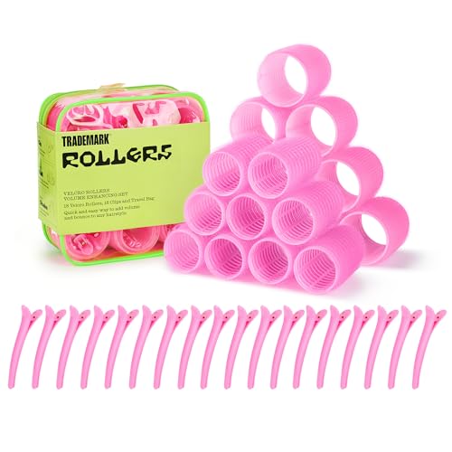 Trademark Beauty Small and Medium Self-Grip Hair Rollers Set – 37-Piece Kit with Rollers, Clips & Travel Case for Lasting Volume, Bombshell Blowouts & Bouncy Hair, Ideal for Short Hair Lengths – Pink - size: Small