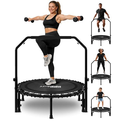 JUMPZYLLA Mini Rebounder Trampoline for Adults, Fitness Trampoline with Bar - color: Black, size: 40"