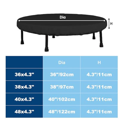 Trampoline Cover Mini Trampoline Cover Waterproof protective cover for Trampoline Indoor Outdoor Garden Rebounder (Not Spring Cover) (Black, 36"Dia x 4.3"H) - size: 36"Dia x 4.3"H
