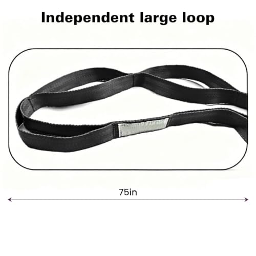 Stretching Strap with 10 Loops Non-Elastic Yoga Strap for Physical Therapy Pilates Dance Gymnastics Stretch Band for Daily Flexibility Routine at Home Gym Travel Includes Exercise Guide
