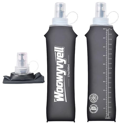 Running Vest Soft Flask, 2PCS BPA-Free 500ml Collapsible Water Bottle for Hydration Backpack, Collapsible Water Bottles for Marathon Hiking Cycling Climbing - color: Deep Grey