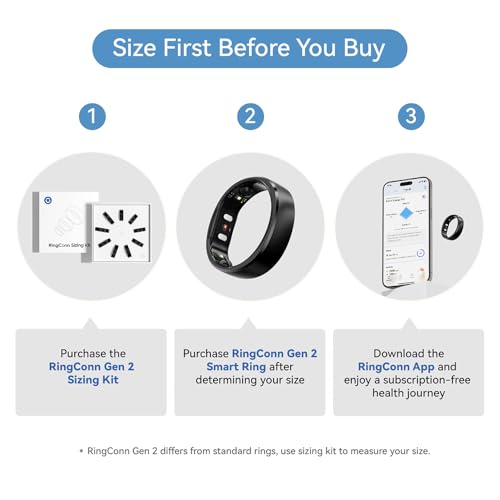 RingConn Gen 2 Smart Ring - Sleep Apnea Monitoring(Black, Size 8) - color: Matte Black, size: 8