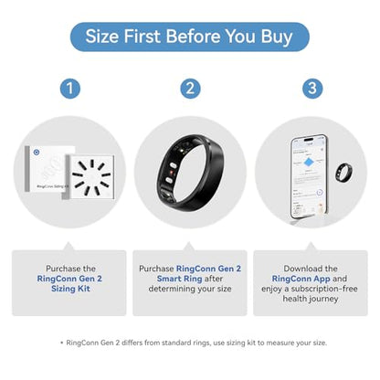 RingConn Gen 2 Smart Ring - Sleep Apnea Monitoring(Black, Size 7) - color: Matte Black, size: 7
