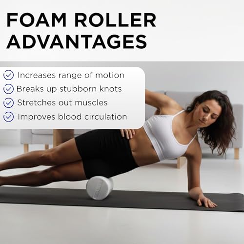 THERABAND Pro Foam Roller, Back, Muscle, Exercise, Physical Therapy, White - size: 6in x 36in - Round