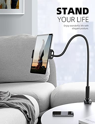 Lamicall Gooseneck Tablet Mount Holder for Bed - Flexible Tablet Arm Clamp for Bed Compatible with Pad Mini 7.9, Air 9.7, Pro 10.5, Kindle, Switch, Galaxy Tabs, More 4.7-11" Device - Black - color: Black