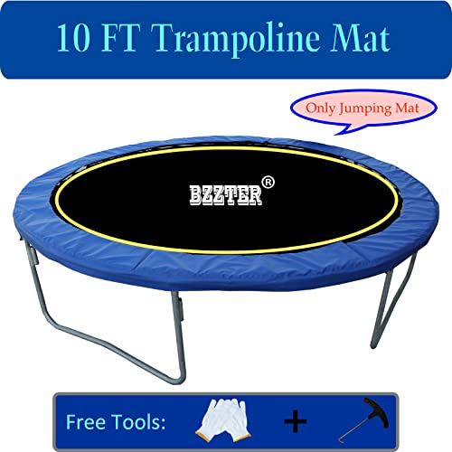 Trampoline Replacement Mat 10ft，Trampoline Mat Fit 10ft Frame（ Not a 10ft Length Mat）,Repalcement Trampoline Mat 10ft, Lasting Longer with 8 Rows of Stitching,w/Spring Tool and Gloves - style: 60V-rings/102.8"Diam/Fits 5.3"-5.7"Springs