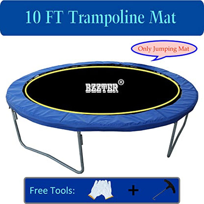 Trampoline Replacement Mat 10ft，Trampoline Mat Fit 10ft Frame（ Not a 10ft Length Mat）,Repalcement Trampoline Mat 10ft, Lasting Longer with 8 Rows of Stitching,w/Spring Tool and Gloves - style: 60V-rings/102.8"Diam/Fits 5.3"-5.7"Springs