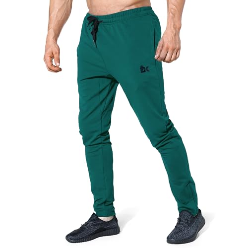 BROKIG Men's Zip Joggers Casual Gym Workout Track Pants - color: 2 Pack Black+dark Green, size: X-Large