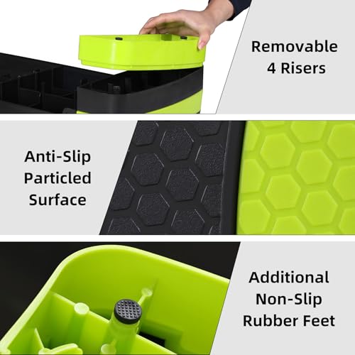 Non-Slip 31 Inch Aerobic Exercise Step Platform 4"-6"-8" Height Adjustable Risers for Home Gym Cardio Training Fitness Workout Stepper Trainer - color: Yellow