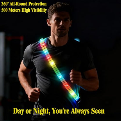 Running Lights for Runners Light Up Vest for Night Walking Neon Vest Shoulder Light Led Belt for Night Safety Wearable Led Lights Reflective Sash