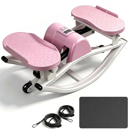 Rocking Stepper Side to Side,Mini Rock Stepper for Home & Office Workout, Low Impact Lateral Motion Exercise Machine for Core Glutes, Whisper Rock Stepper Machine, Fully Assembled - color: Pink