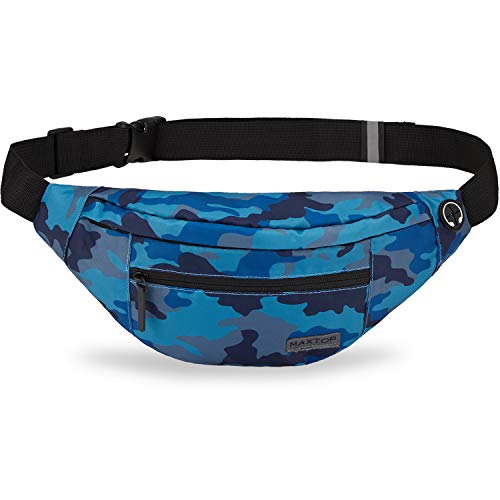 MAXTOP Camo Blue Fanny Pack for Men Cross Body Bag Carrying All Phones - color: Camo Blue
