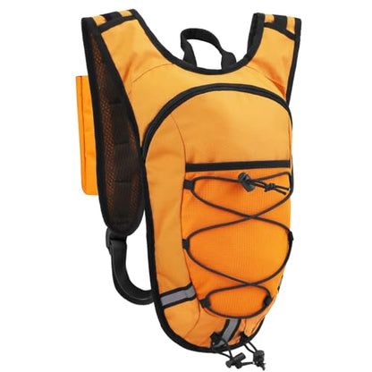 Lightweight Hydration Backpack 2L Water Bladder Pack for Running, Cycling, Hiking – Anti-Theft Water Backpack with Phone Holder, Trekking Pole Holder & Reflective Strips for Men & Women - color: Orange
