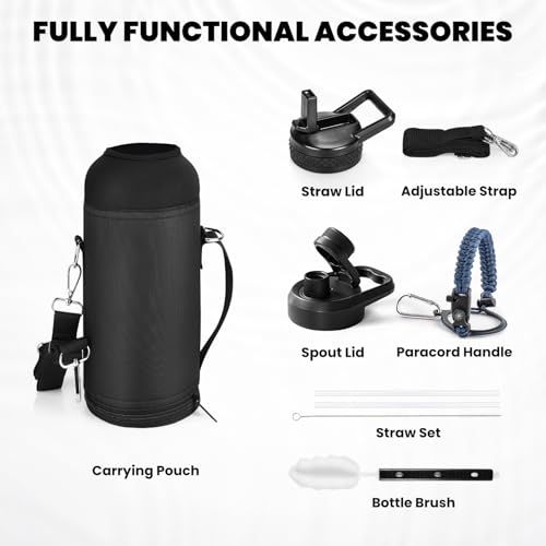 RAYMYLO Insulated Water Bottle 40 oz, Triple Wall Vacuum Stainless Steel - color: Dark Blue, size: 40 Ounces