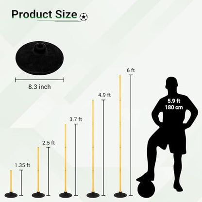 Neoaider 6 FT Agility Poles, 4/6/10 Pack Detachable Soccer Agility Poles - size: 6 FT-6 pcs