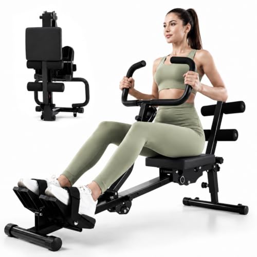Sportneer Foldable Hydraulic Rowing Machine, 12-Level Home Gym Rower, Black