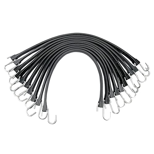 ROBLOCK 15" Bungee Cords with Hooks with 150% Max Stretch, 100% EPDM Rubber Tarp Straps with Metal Crimped S Hooks, Ideal for Securing Tarps, Cargo, Canvases, Weatherproof (10 Pack) - size: 15 Inch(pack of 10)