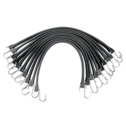 ROBLOCK 15" Bungee Cords with Hooks with 150% Max Stretch, 100% EPDM Rubber Tarp Straps with Metal Crimped S Hooks, Ideal for Securing Tarps, Cargo, Canvases, Weatherproof (10 Pack) - size: 15 Inch(pack of 10)