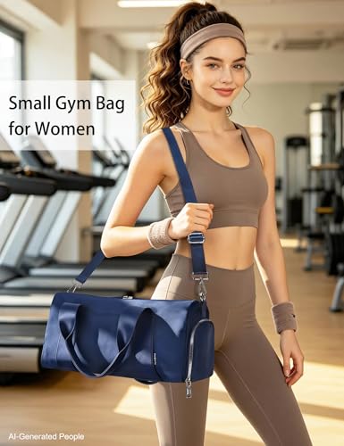 16" Gym Bag for Women,with Shoes Compartment and Waterproof Pocket(Navy) - color: Navy Blue, size: 16" Small Size