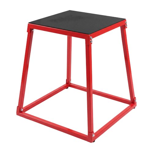 Garvee Steel Plyo Box for Exercise, Plyometric Jumping Box Metal Exercise Step Up Box with Anti-Slip Surface for Home Gym Training,Single and Set - color: Red, size: 30 Inch