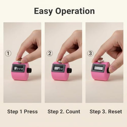 Hand Tally Counter - 4 Digit Mechanical Clicker Counter for Knitting and Crochet - Handheld Lap, Pitch & People Counter with Finger Ring - No Battery Required for Teachers, Nurses, (Blue)