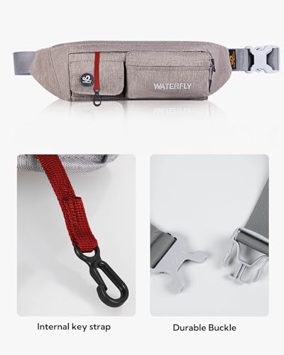 WATERFLY Small Fanny Pack for Women Men, Crossbody Travel Waist Bag - color: khaki
