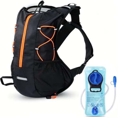 Hydration Backpack with 2L Bladder Water Pack for Hiking Cycling Running - color: black