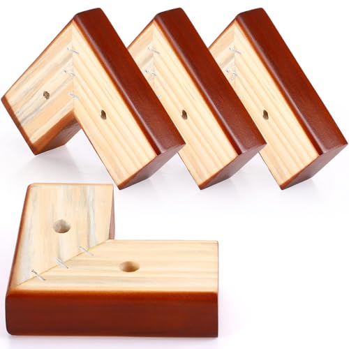 Geelin 8 Pack 1 Inch Wood Furniture Risers L-Shaped Bed Riser, Brown - color: Brown, size: 1 Inch