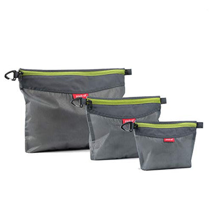 pack all 3 Pcs Water-Resistant Zipper Pouch, Mesh Zipper Bag - color: Grey, size: Set