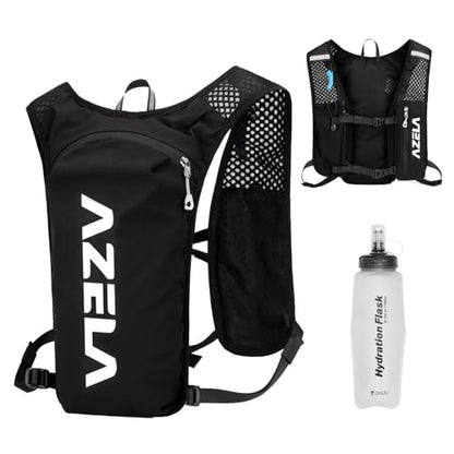 TRIWONDER Hydration Vest Running Backpack for Men & Women, Water Pack for Hiking, Camping, Climbing & Cycling, Lightweight Daypack - color: 04 Black - with a 350ml Soft Flask