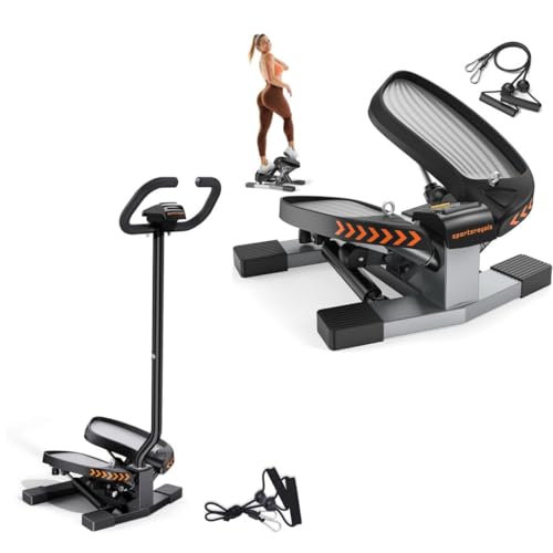 Sportsroyals Stair Stepper with Handlebar,Twist Stepper for Exercise at Home,Step Machine with Resistance Bands for Full Body Workout, 350lbs+ Capacity
