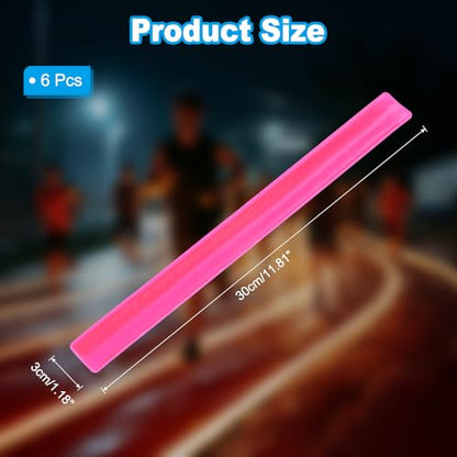 PATIKIL Reflective Slap Bands, Reflector Band Snap Bracelet Armbands High Visibility Safety Reflectors Wrist Strap Strips for Night Jogging Cycling Running - color: Pink