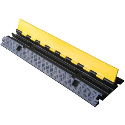 Kable Kontrol Atlas Heavy Duty Cable Protector Ramp - 2 Channel - 1 Pc - 40” Long Black & Yellow - 24,000 Lbs Capacity - Rubber Speed Bump Wire Protector Cord Cover - CP9987 - size: 2 Channel - 40" - 1 Unit