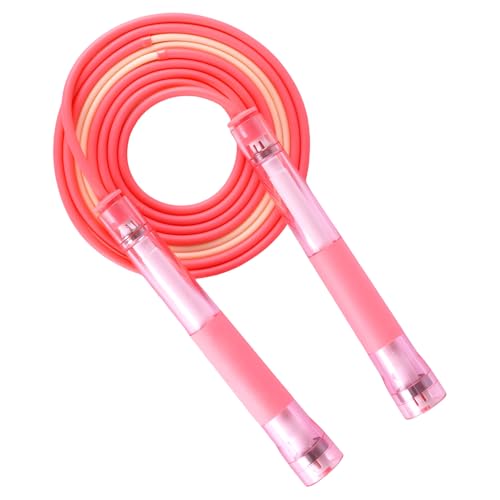 YUEDONG Jump Rope, Clear Handles, Dual Bearings, Kids Adults PE School - color: PINK