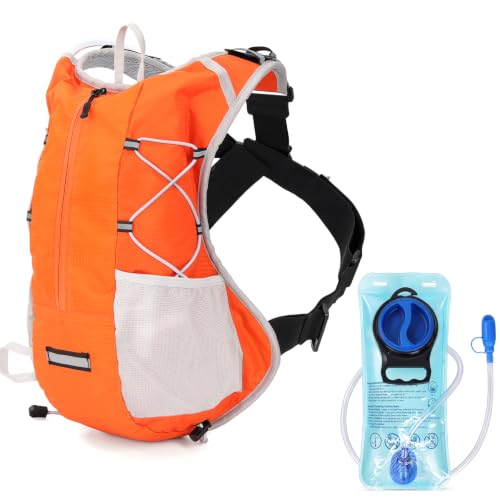 Hydration Backpack with 2L Bladder Water Pack for Hiking Cycling Running - color: orange