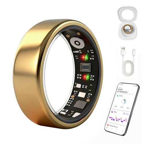 Smart Ring Gen 3 for Women Men, IP68 Waterproof Health Tracker Gold,7 - color: Gold, size: 7