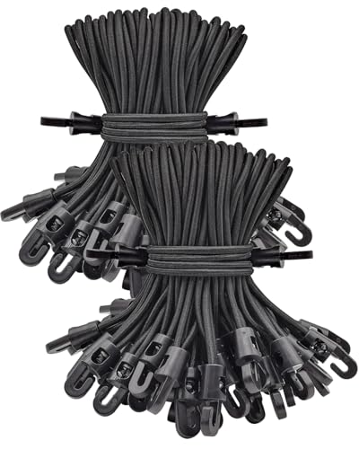 ABINLIN Small Bungee Cords with Hooks Heavy Duty 6 Inch 100 Pcs Black - size: Black 6 Inch 100Pcs, style: Bungee Hooks