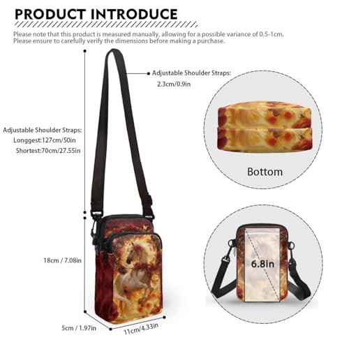Hawaiian Tribal Small Crossbody Bags for Women Cell Phone Bag Purse, Sea Turtle Zipper Sling Purses Shoulder Bag - color: Horse Rose Flower