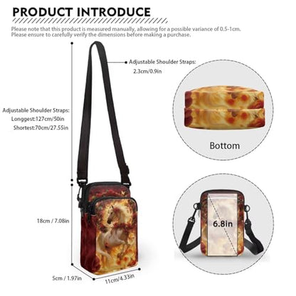 Hawaiian Tribal Small Crossbody Bags for Women Cell Phone Bag Purse, Sea Turtle Zipper Sling Purses Shoulder Bag - color: Horse Rose Flower