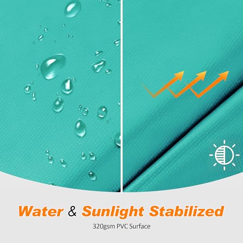 Exacme Trampoline Pad Replacement 16 15 14 13 12 10 8 Foot, Waterproof Safety Spring Cover Round Frame Pad, No Hole for Pole - color: Seafoam Green, size: Fit 14FT Frame Only, style: Without Opening Design