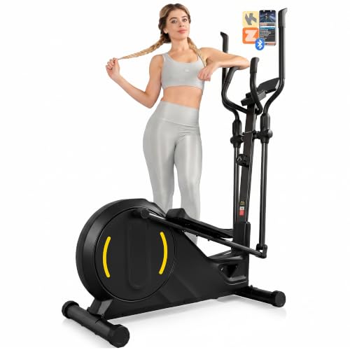 Elliptical Exercise Machine for Home Gym,Elliptical Training Machine with Hyper-Quiet Magnetic Driving System,16 Level,15.5Inch&LCD Monitor,Cardio Workout Equipment for Small Space