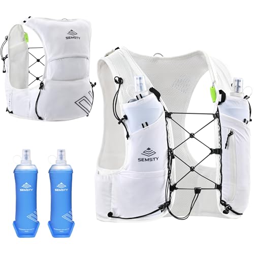 Running Hydration Vest 5L, Running Backpack with 2x500ml Soft Flask - color: White, size: Small