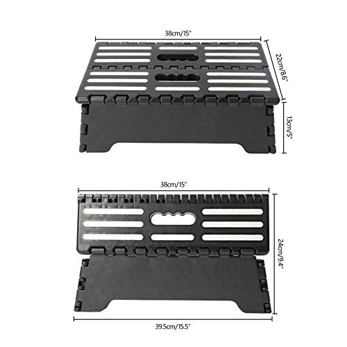 5 Inch Folding Step Stool with Non-Slip Mat. Made of Incombustible Plastic, Can Withstand Over 250 Pounds. Collapsible Step Suitable for Kitchen, Bathroom, Bedroom, Camping, Travel ect
