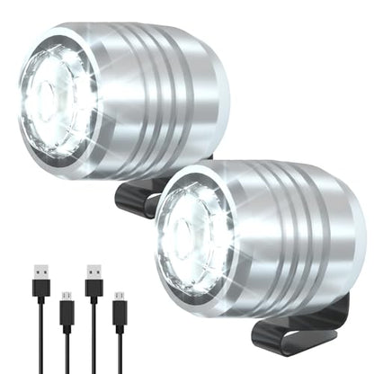 2 Original Headlights, Light Attachment for Shoes, Lights Accessories for Kids Adult Sandals, Clip on Clog Headlamp, Shoe Light Up Charms, Slver