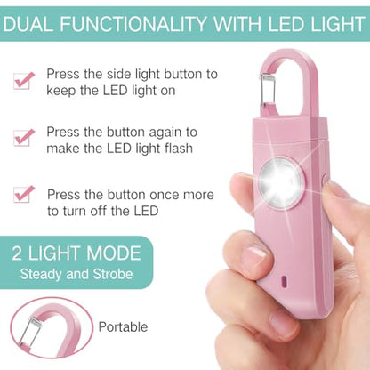 Tellegloww 6 Pcs 130 dB Personal Safety Alarm for Women, Personal Alarm Keychains Loud Siren with LED Strobe Light & Low Battery Notice Rechargeable Self Defense Keychain for Mom(Macarons,Snap) - color: White,Pink,Blue, style: Snap