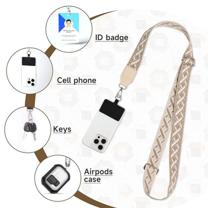 FUVLIFE Cell Phone Lanyard Crossbody, Clip and Go Phone Strap with Wallet - color: Gold Geometric
